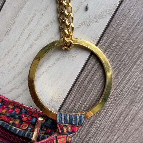 Valeria Collection Patchwork Bag with Gold Accents - Picture 2 of 7